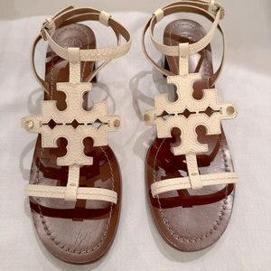 Tory Burch leather sandal, size 11, heel height 2in. Like new!